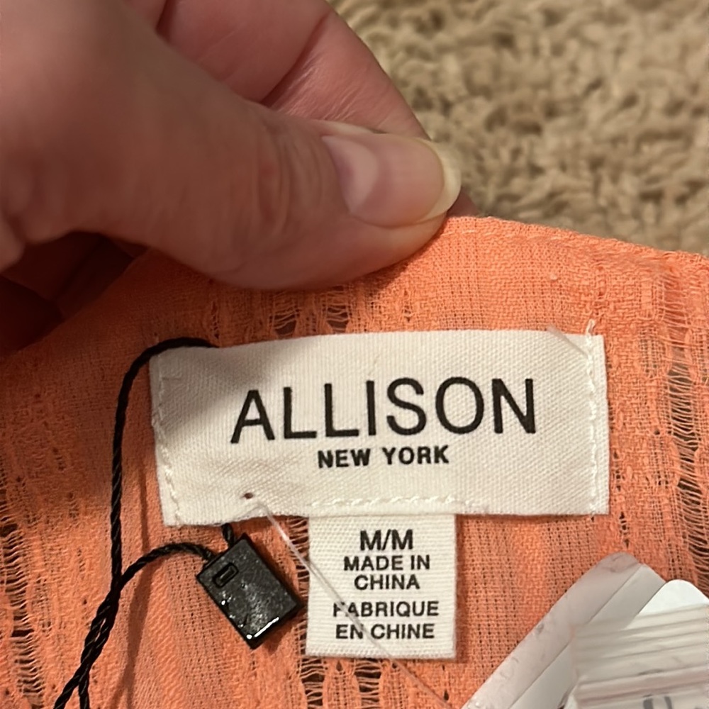 Allison New York Coral Eyelet Lace Trim Top—Size Medium - Picture 6 of 6